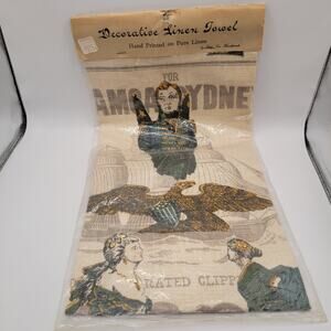 Vintage Kay Dee Hand Printed Linen Kitchen Dish Cloth Towel NWT